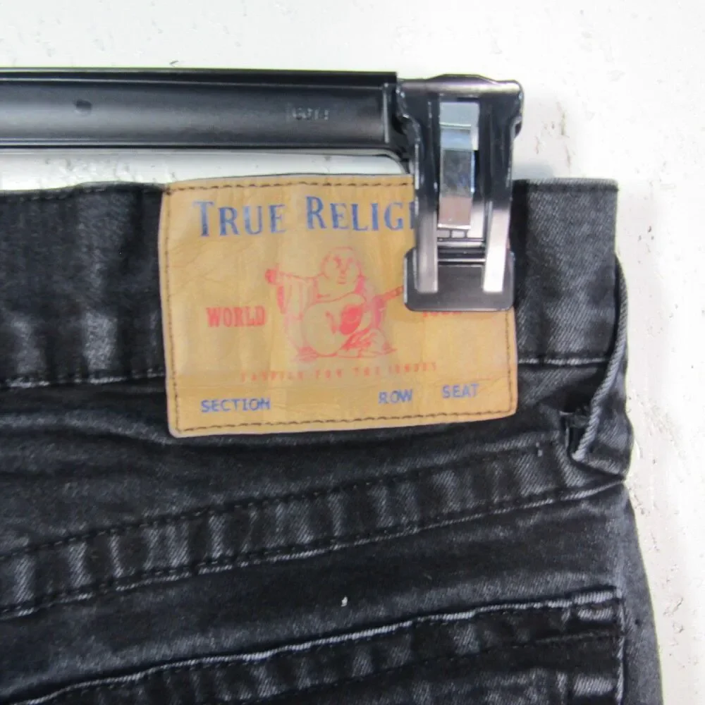 True Religion Ricky Relaxed Straight Jeans Men's Size 30 Black Washed Denim